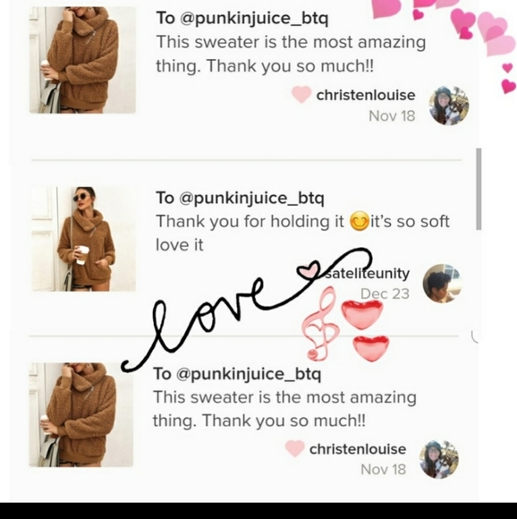 Lapel Sherpa Pullover Sweater in Pink - Picture 7 of 7